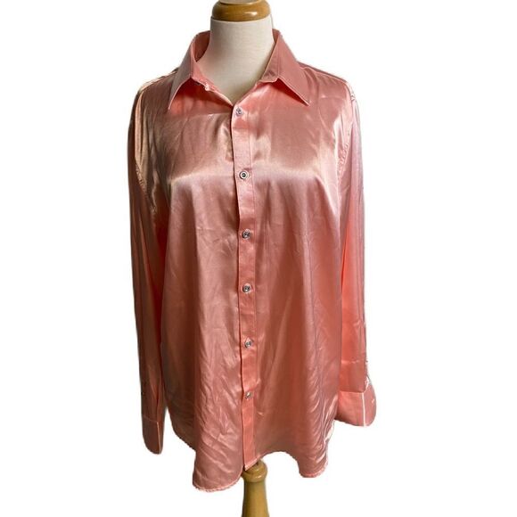 #512 REGINE CHEVALLIER C. Rose Tendre Satin Blouse - Picture 2 of 8